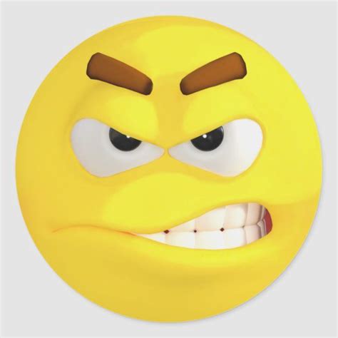 Angry Yellow Emoji Classic Round Sticker Zazzle Funny Emoji Faces