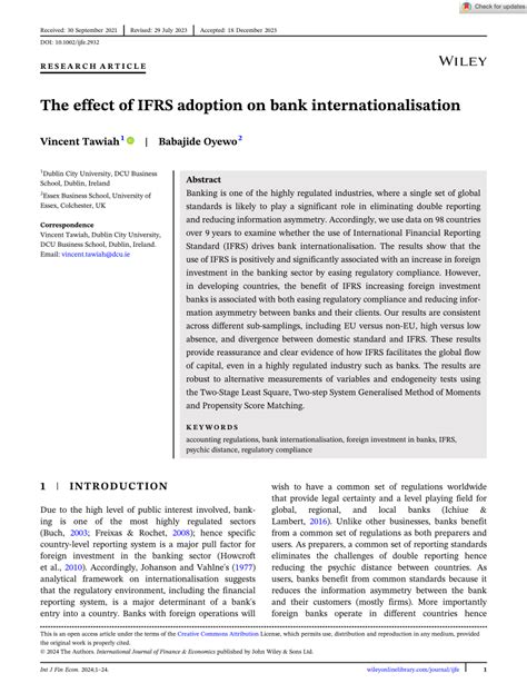 Pdf The Effect Of Ifrs Adoption On Bank Internationalisation