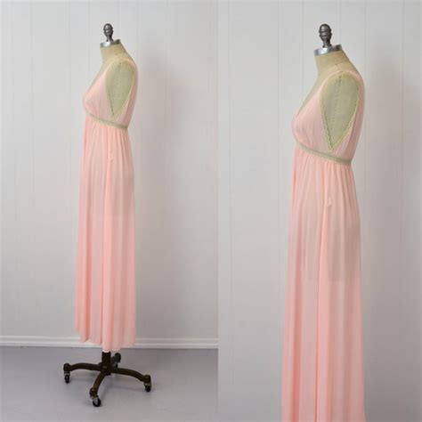 S Pink Lace Nylon Olga Boudoir Nightgown Lingerie Gem