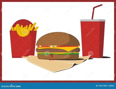 Delicious Burger With French Fries And Cola Stock Vector Illustration Of Ketchup Burger 11811492