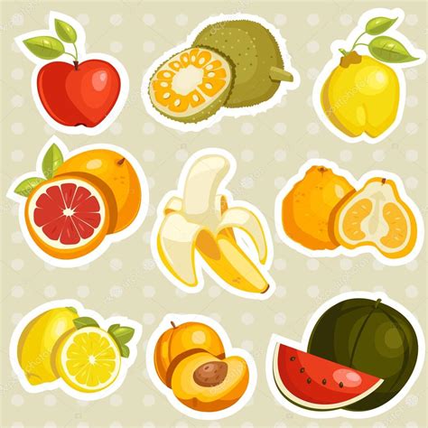 Cartoon Fruits Stickers Stock Illustration By Kariiika