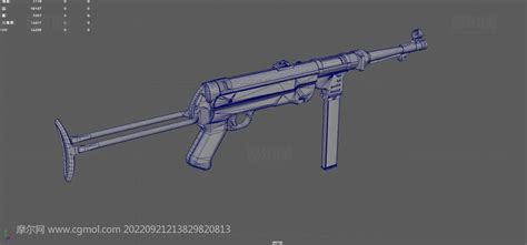 Mp40冲锋枪二战德国枪老式冲锋枪3d Maya模型塌陷文件枪械模型模型下载 摩尔网cgmol