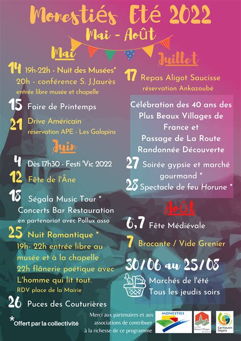 Programme Des Festivit S Printemps T