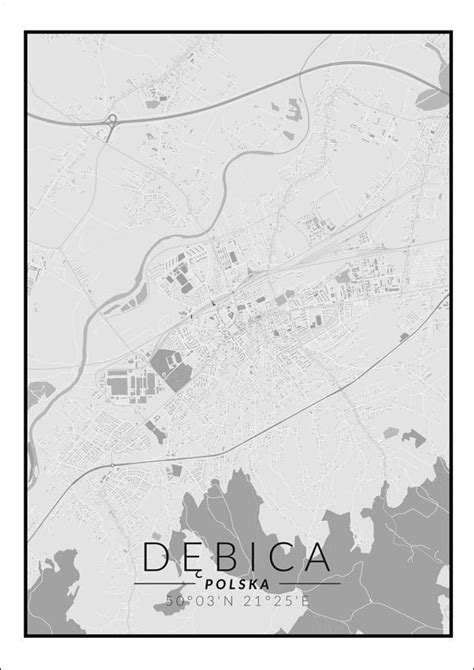 Galeria Plakatu Plakat Dębica Mapa Czarno Biała 40x60 cm Galeria