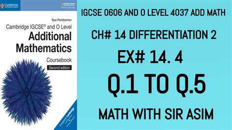 Additional Math Igcse And O Levels Ch Differentiation Ex