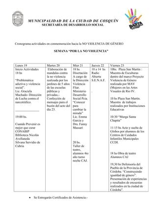 Cronograma De Las Actividades PDF