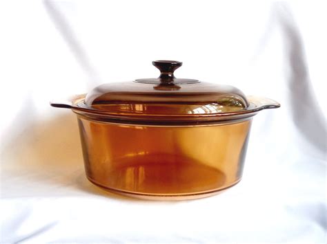 Vintage Vision By Corning L Dutch Oven Amber Glass In Diameter