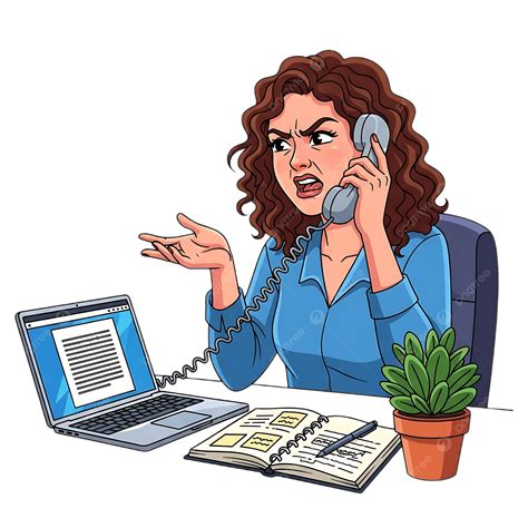 Angry Businesswoman On Phone Frustrated Office Work Problem