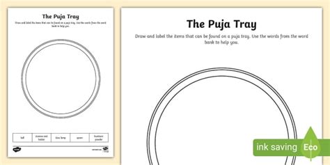 Puja Tray Activity Sheet (teacher made) - Twinkl