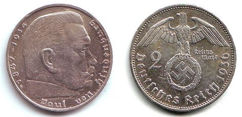 Drittes Reich 2 Reichsmark 1936 G Paul Von Hindenburg Mit Hakenkreuz VF