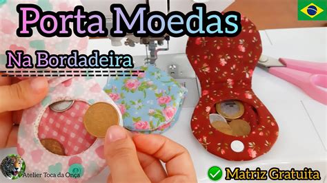 Faça comigo na Máquina Bordadeira BOLSINHA PORTA MOEDAS Tutorial