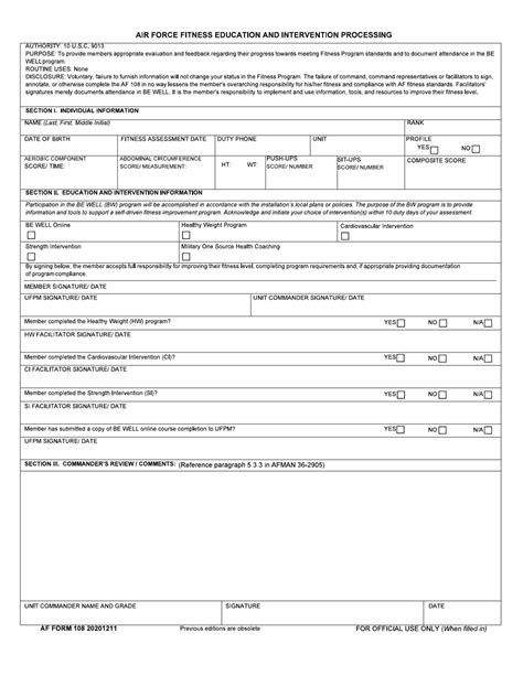 Af Form 108 Download Fillable Pdf Or Fill Online Air Force Fitness