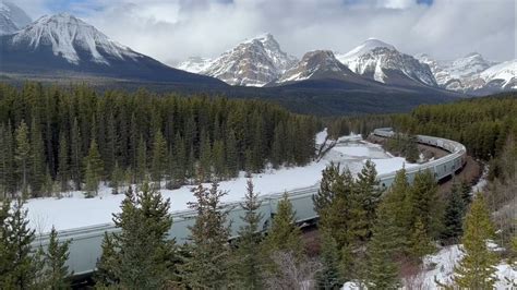 Majestic Canada Pacific Train Passing Through Morants Curve Near Lake