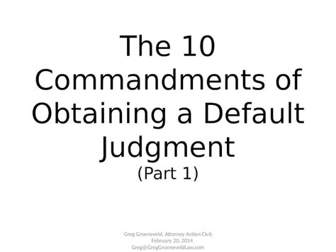 Pptx The 10 Commandments Of Obtaining A Default Judgment Part 1 Dokumen Tips