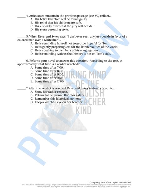 To Kill a Mockingbird Chapter 21 Close Reading Worksheet | Teaching