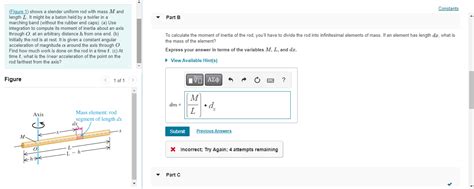 Solved Figure 1 Shows A Slender Uniform Rod With Mass M Chegg