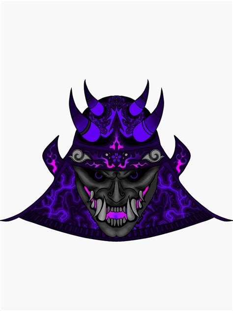 Oni Samurai Mask Purple Sticker By Achreonart Redbubble