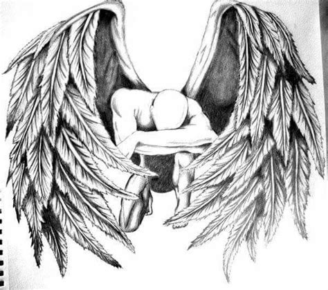 A Drawing Of An Angel With Wings On It