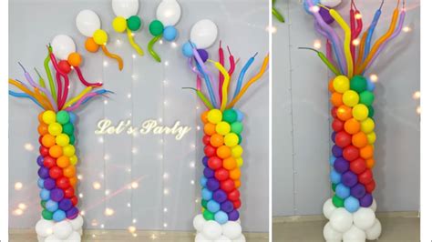 Step By Step Rainbow Balloon Column YouTube