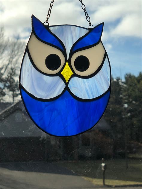 Handmade Stained Glass Owl Suncatcher Etsy