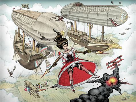 Airship Pirate Drawing by Barry Munden - Pixels