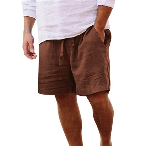 Qinhving Summer Cotton Linen Casual Shorts For Men Lightweight Loose Fit Mens Wide Leg Beach