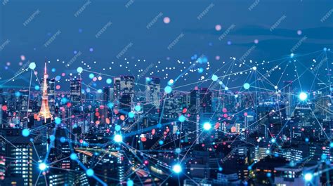 A Futuristic Smart City Skyline With Interconnected Iot Devices Optimizing Urban Infrastructure