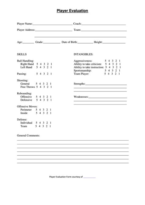 37 Player Evaluation Form Templates Free To Download In Pdf