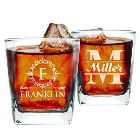 Personalized Whiskey Glassses Engraved Rocks Glass Bourbon