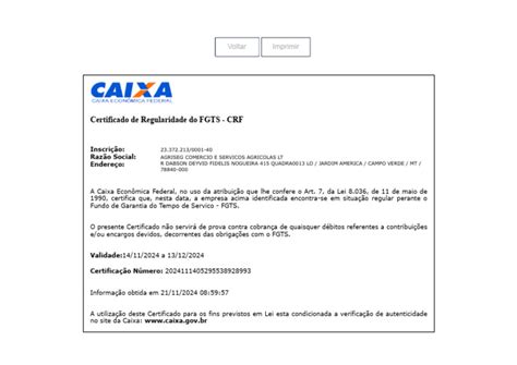 Certificado De Regularidade De Situação Perante O Fgts - Certificado de Regularidade FGTS 2024 | PDF