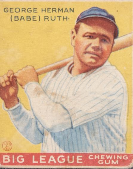 Sell Or Auction Your 1933 Goudey 53 Babe Ruth PSA 2 Or Higher Card