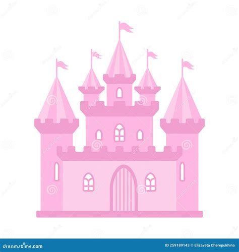 Pink Princess Castle Medieval House Stock Vector Illustration Of