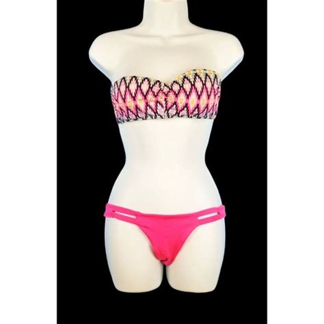 Victoria S Secret Swim Victorias Secret Womans Bikini Set Pink Bathing Swim Suit 32a Pad Bra