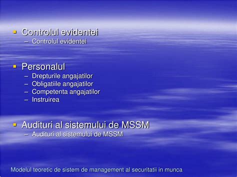 PPT Sistemul De Management Al Securitatii Si Sanatatii In Munca