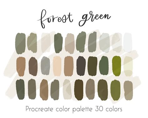 Forest Green Procreate Color Palette Procreate Tool Instant | Etsy