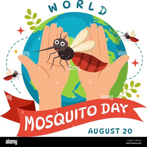 World Mosquito Day Vector Illustration Am 20 August Mit Midge Kann