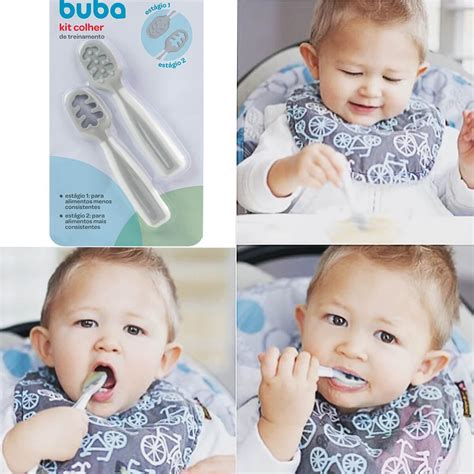 Colher De Treinamento - Kit Colher De Treinamento Cinza Introdução Alimentar Infantil 6 Meses ...