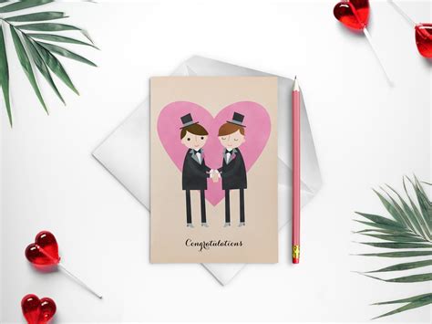 Cute Gay Wedding Card Mr And Mr Card Groom And Groom Card Etsy