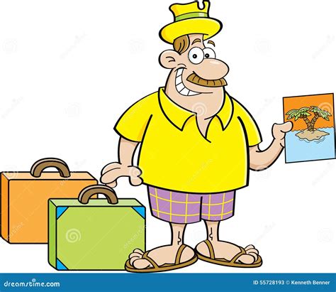 Cartoon Man With Suitcases Stock Vector Illustration Of Vacation