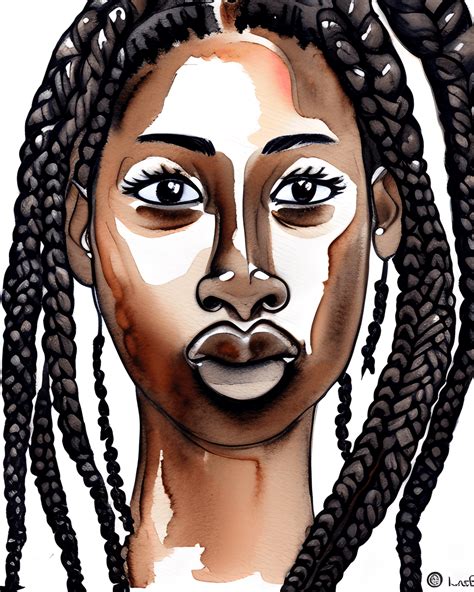 Black Woman With Braids Watercolor Creative Fabrica