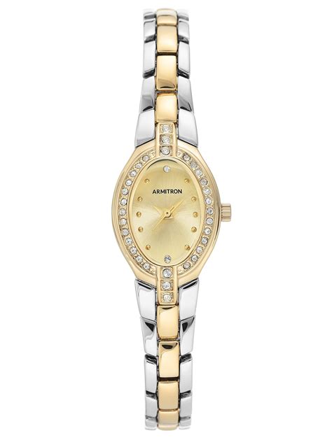 Armitron Armitron Womens Two Tone And Champagne Oval Dial Swarovski