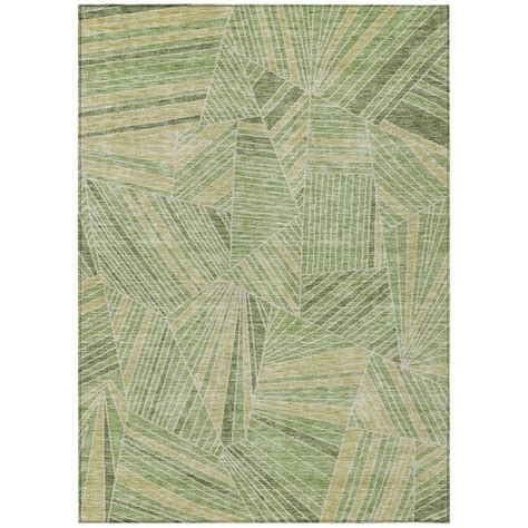 Homeroots 8 X 10 Green And Olive Green Geometric Washable Indoor