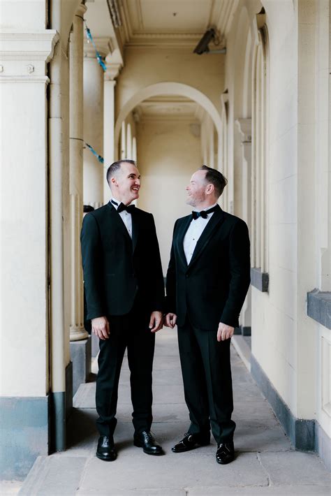 Same Sex Grooms In Tuxedos At Wedding In Australia