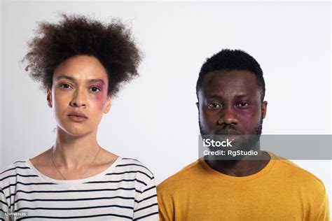 Portrait Of Africanamerican Young Man And Woman Victims Of The Racism