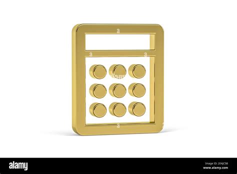 Golden 3d Calculator Icon Isolated On White Background 3d Render