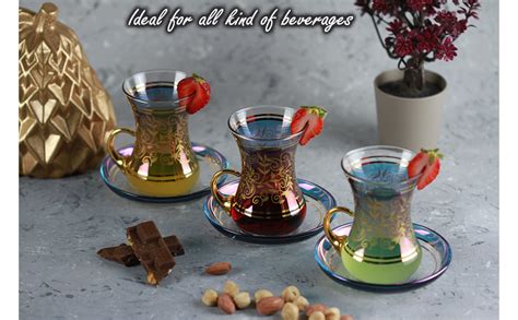 Amazon Vintage Turkish Tea Glasses Cups And Saucers Set Of