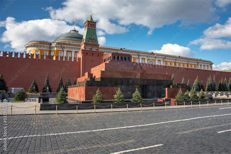 Lenin's Mausoleum, also known as Lenin's Tomb, situated in Red Square ...