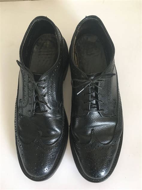 Vintage Men's Black Wingtip Oxford Shoes Size 7 1/2 C FREE - Etsy