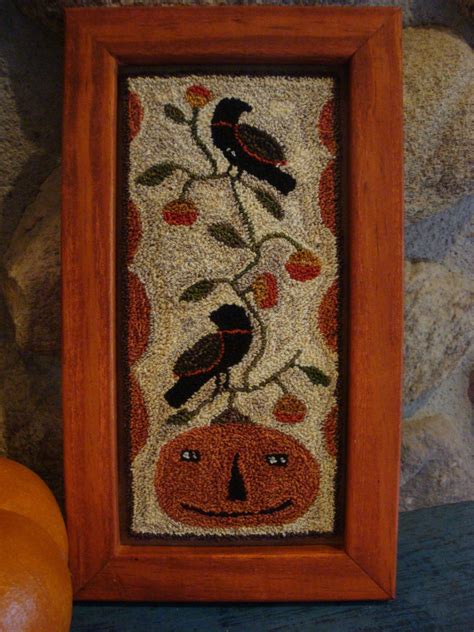 Primitive Punch Needle Pumpkin Jol Crow Bittersweet Punch Needle Rug