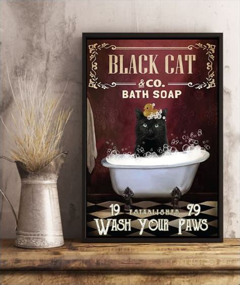 Black Cat Co Bath Soap Wash Your Paws Poster